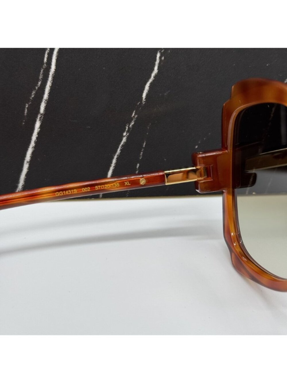Gucci GG1431S 002 Havana Green Women Oversized Sunglasses Authentic NEW - Picture 7 of 9